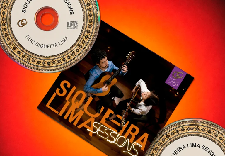 Identidade visual para álbum Siqueira Lima Sessions: detalhe da capa e do rótulo do CD